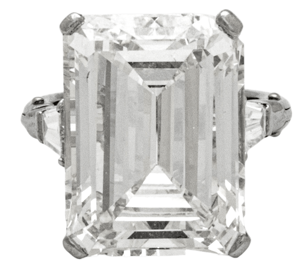 14.16 Carat Emerald Cut Diamond in Platinum Setting Ring "SI1, J Color"