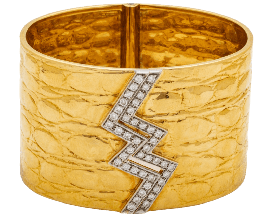 Gucci (Italian, Est 1921) 18K Yellow Gold And Diamond Cuff Bracelet