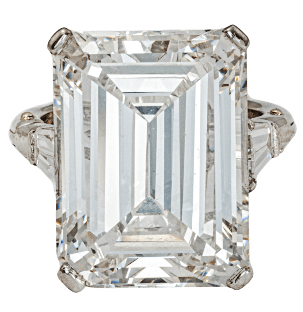 14.16 Carat Emerald Cut Diamond in Platinum Setting Ring "SI1, J Color"